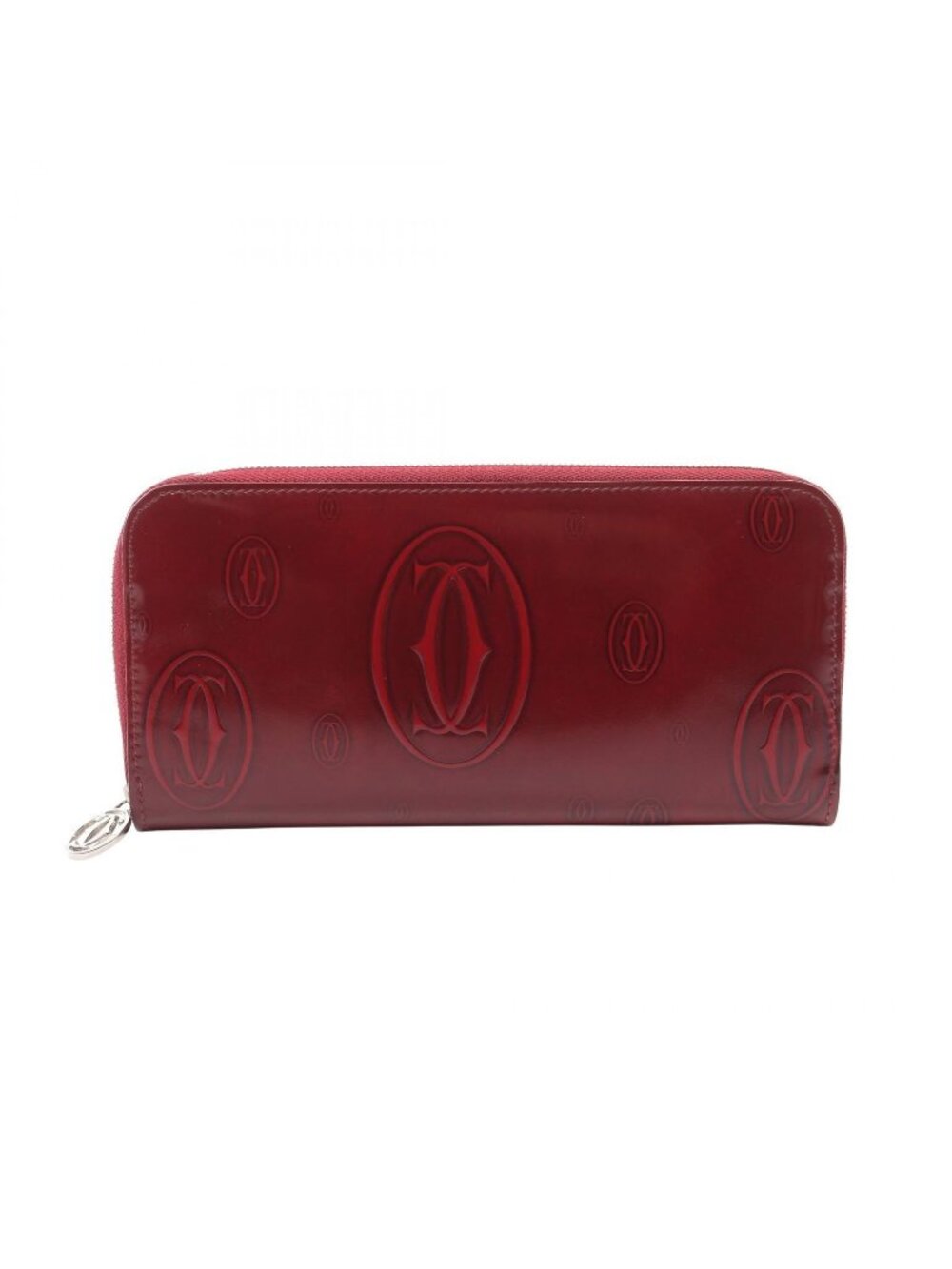 Cartier Round Wallet Happy Birthday Bordeaux Patent Leather